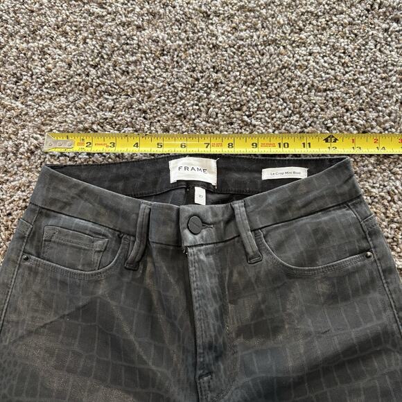 Frame Jeans 27 Gray Le Crop Mini Boot Coated Denim Noir Croc - Picture 10 of 13